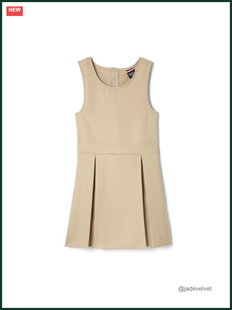 Girls' Box Pleat Round Neck Jumper Dress - Uniform, Sleeveless, Polyester